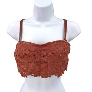 Aerie Rust Orange/Red Longline Lace Bralette Bra Womens Small Adjustable Strap